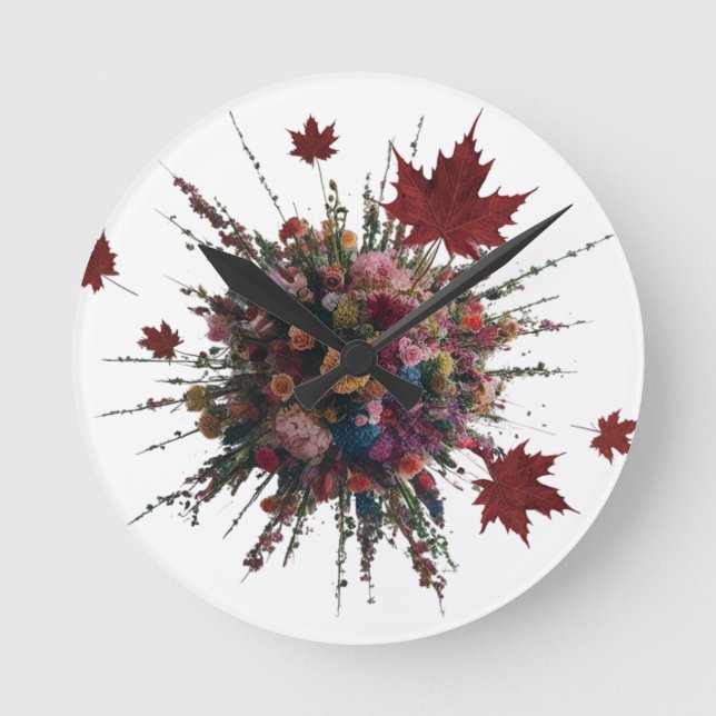 Horloge murale florale artistique - Vibrant modern (Recto)