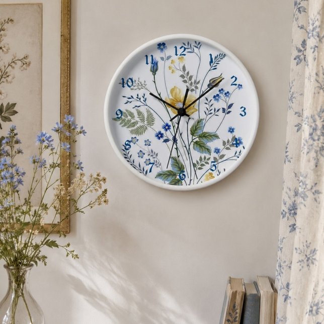 Horloge murale florale botanique Fleurs sauvages b (Créateur téléchargé)