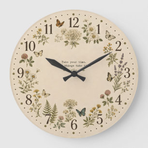 Horloge murale florale de fleurs sauvages botaniqu