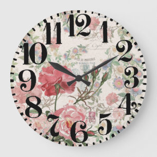Horloge murale florale de nombre de roses françai