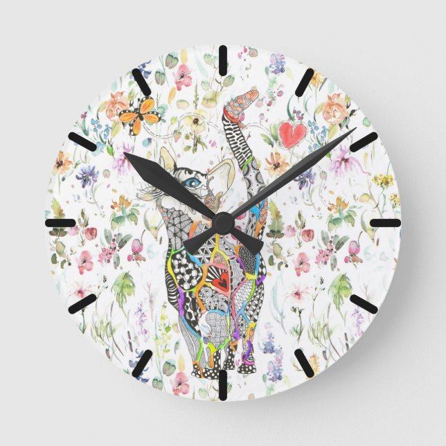 Horloge murale florale mignonne et colorée (Recto)