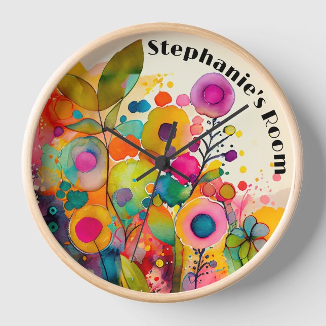 Horloge murale florale moderne aux couleurs vives (Recto)