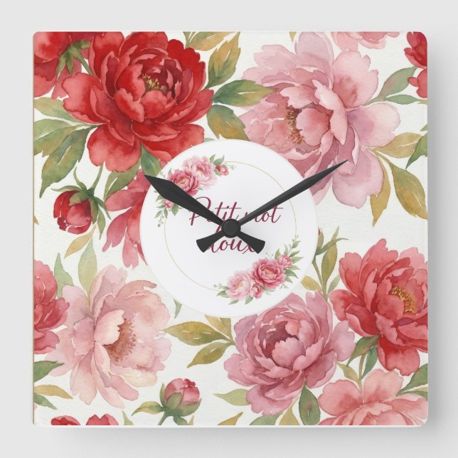 Horloge murale florale Petit mot doux   (Recto)