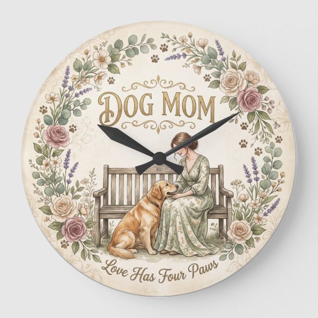 Horloge murale florale pour maman de chien (Recto)