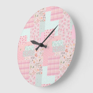 Horloge murale florale rose élégante Esthétique