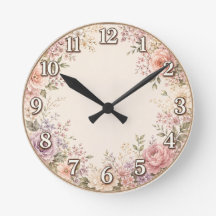 Horloge murale florale vintage