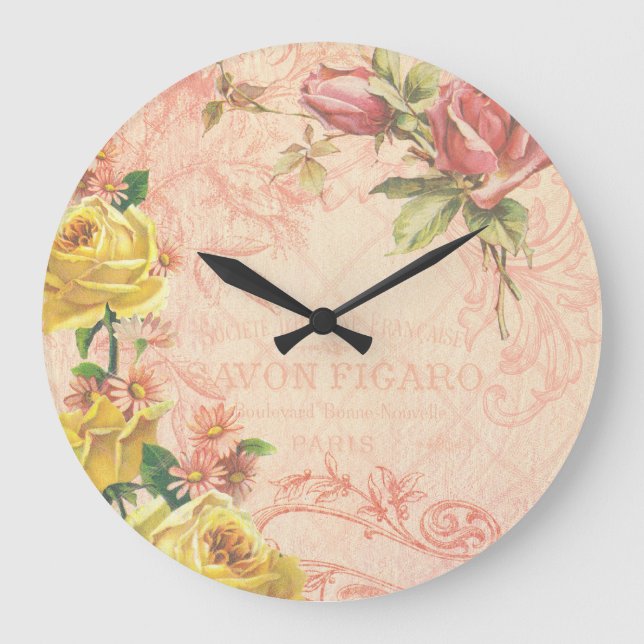 Horloge murale florale vintage chic (Recto)