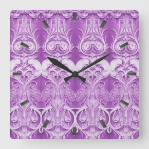 Horloge murale florissante des fleurs violettes