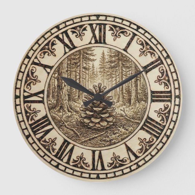 Horloge murale Forêt de Cônes de Pin  (Recto)