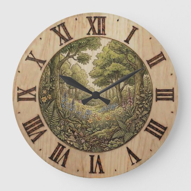 Horloge murale Forêt printanière – Décoration Natu (Recto)