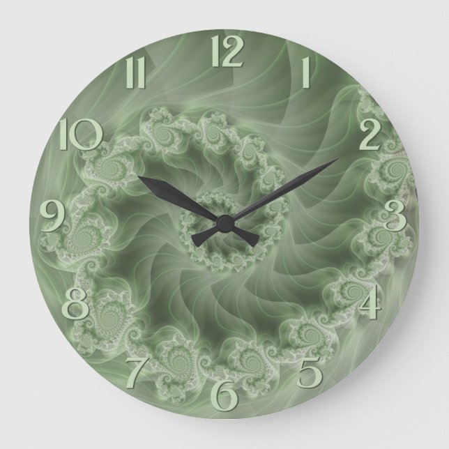 Horloge murale fractée Silky Green Spiral (Recto)