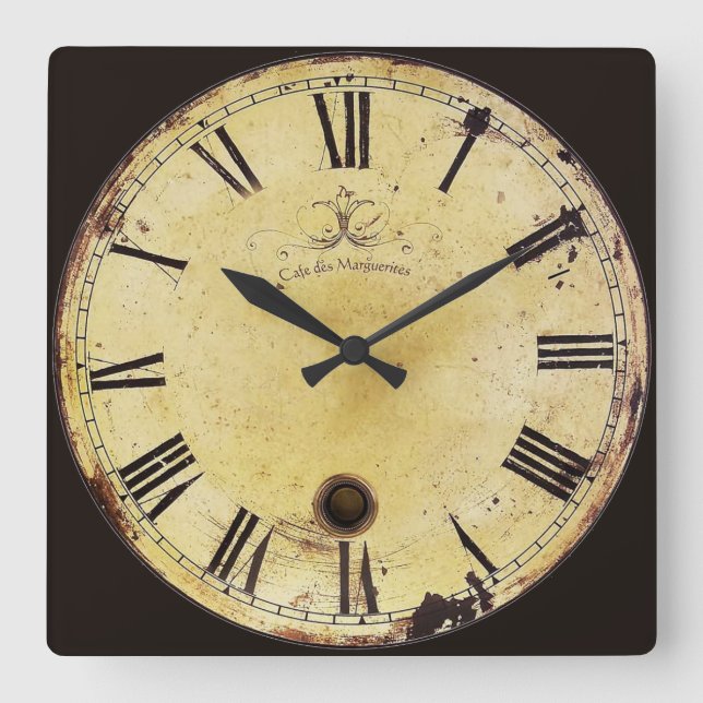 Horloge murale française grunge jaune et noire (Recto)