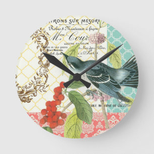 Horloge murale française vintage moderne d'oiseau