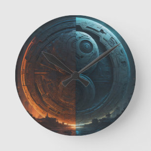 Horloge murale futuriste Yin Yang