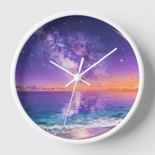 Horloge murale Galaxie Océan Coucher de soleil