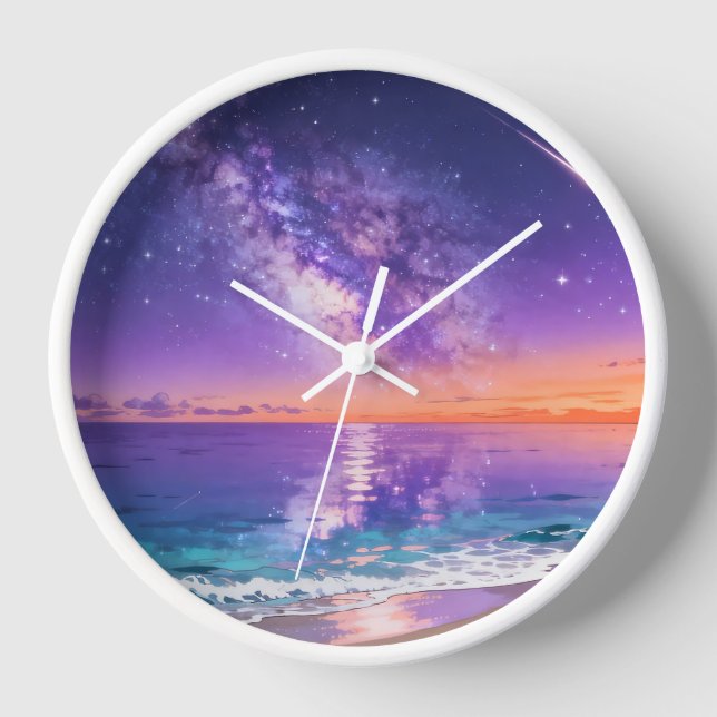 Horloge murale Galaxie Océan Coucher de soleil (Recto)