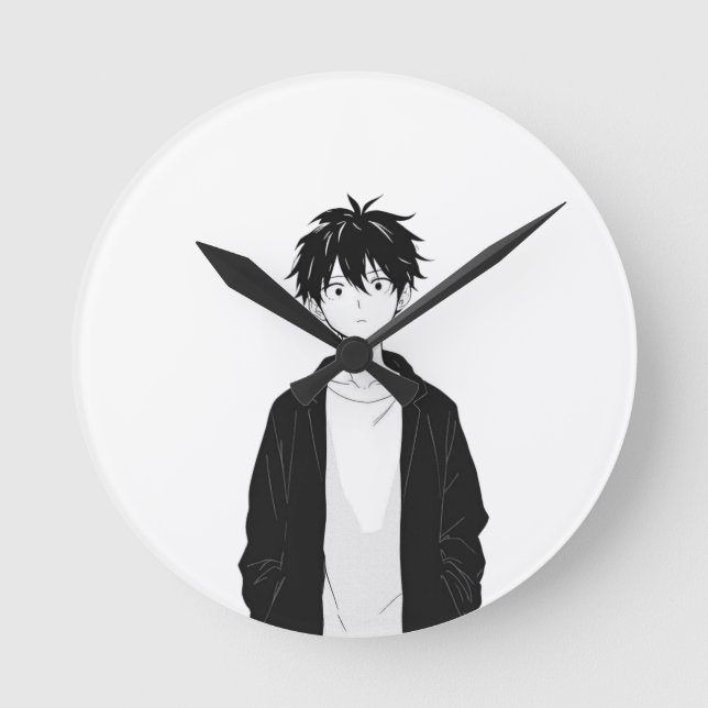 Horloge murale garçon anime minimaliste (Recto)