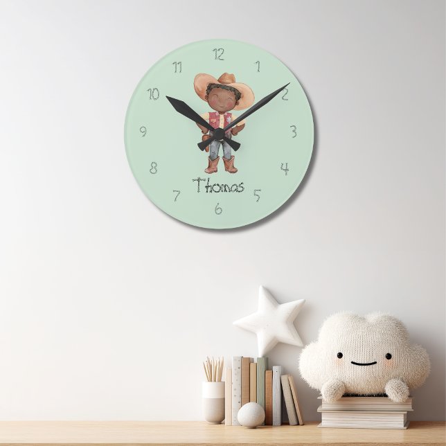 Horloge murale garçon bleu mignon cow-boy (Créateur téléchargé)