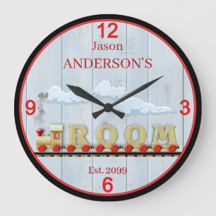 Horloge murale garçon salle de train amusant