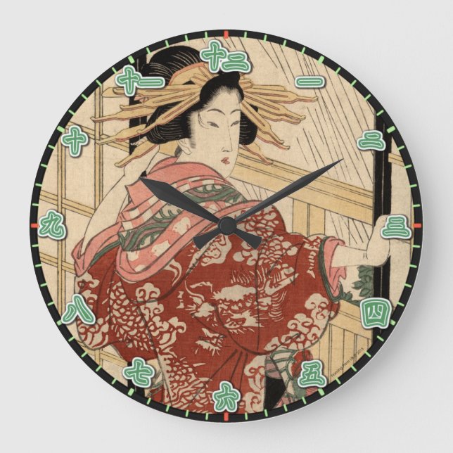 Horloge murale Geisha Lady Numéros japonais Kanji (Recto)