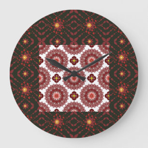 Horloge murale géométrique mandala rouge foncé élé