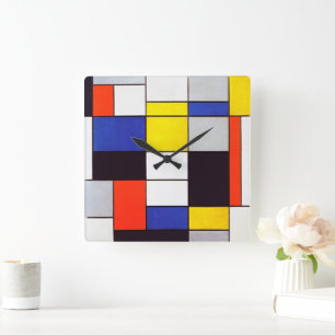 Horloge murale géométrique moderne de Piet Mondria