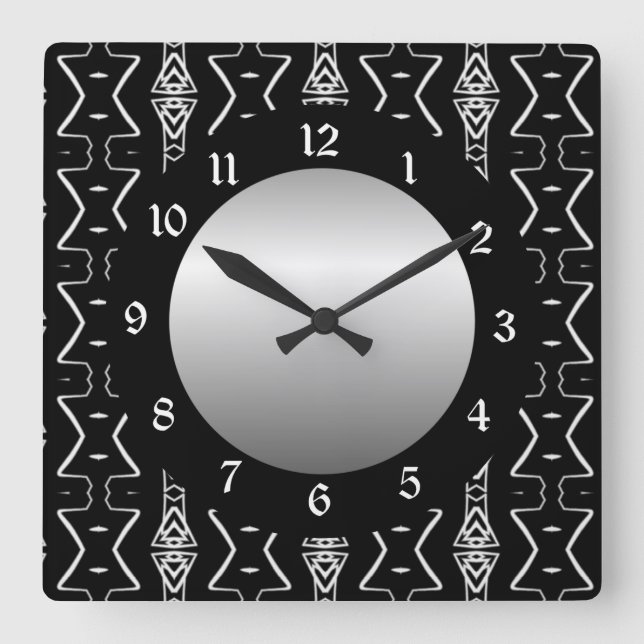 Horloge murale géométrique noire et blanche de (Recto)