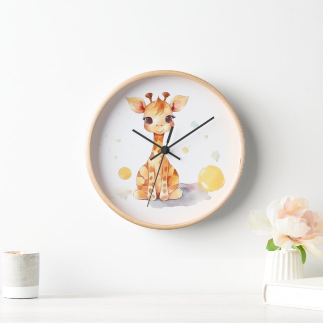 Horloge murale girafe bébé mignonne (Maison)
