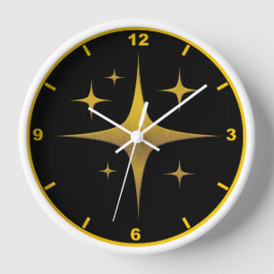 Horloge murale Gold Starburst - Design noir et or