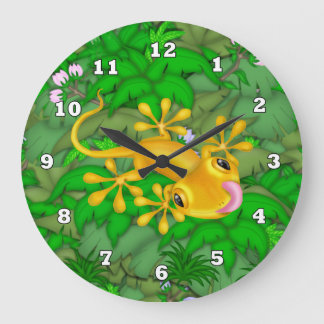 Horloge murale Golden Gecko Jungle