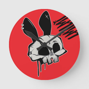 Horloge murale graphique crâne de lapin
