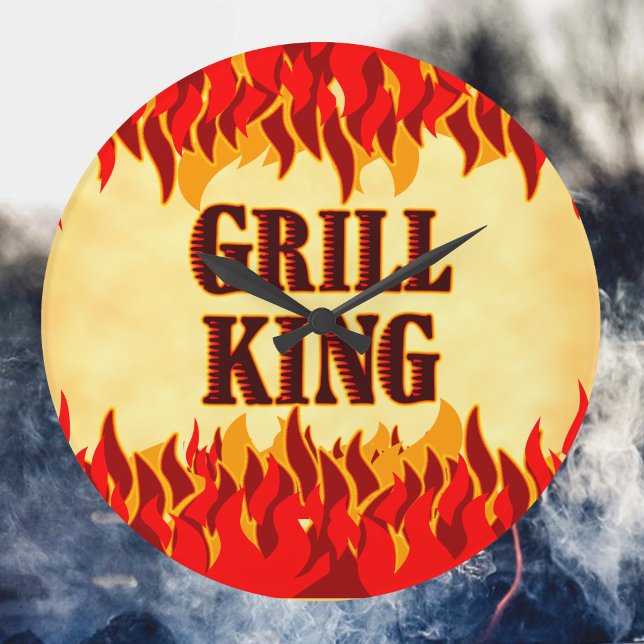 Horloge murale Grill King BBQ Red Flames (Grill King BBQ red flames wall clock)