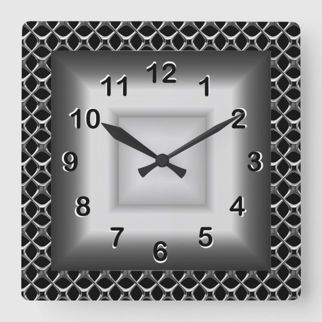 Horloge murale grise aspect métal noir argenté (Recto)