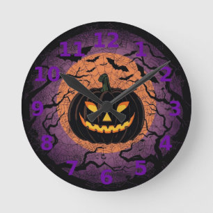 Horloge murale Halloween Citrouille Noire