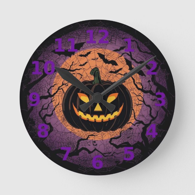 Horloge murale Halloween Citrouille Noire (Recto)