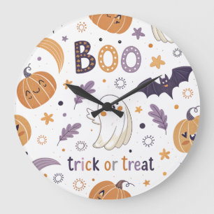 Horloge murale Halloween "des friandises ou un mau