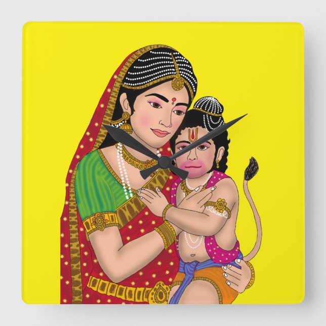 Horloge murale Hanuman & Anjana Mata (Recto)