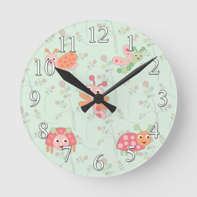 Horloge murale Happy Bugs Girls (Recto)