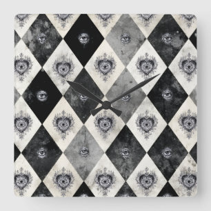 Horloge murale Harlequin aux yeux omniscients