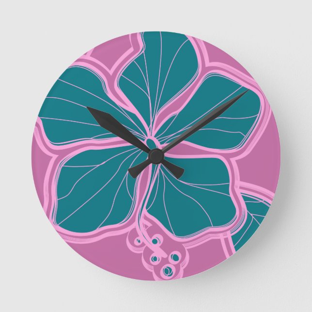 Horloge murale hawaïenne de Kailua Hibiscus (Recto)