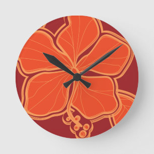 Horloge murale hawaïenne de Kailua Hibiscus