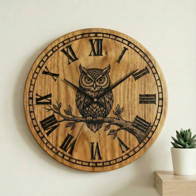Horloge murale hibou - Modèle en bois (Créateur téléchargé)