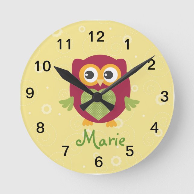 Horloge murale hibou pour enfants (Recto)