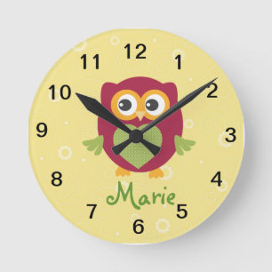 Horloge murale hibou pour enfants