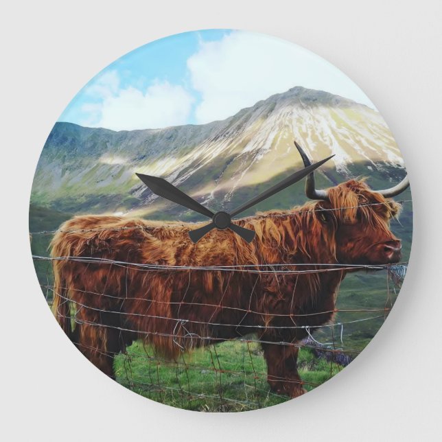 Horloge murale Highland Cow - Décoration rustique  (Recto)