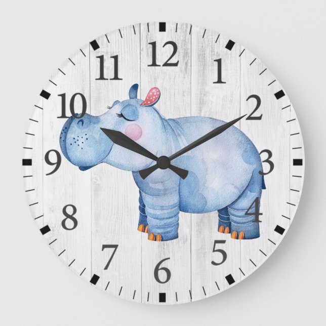 Horloge murale hippopotame mignon (Recto)