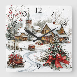 Horloge murale hiver Wonderland