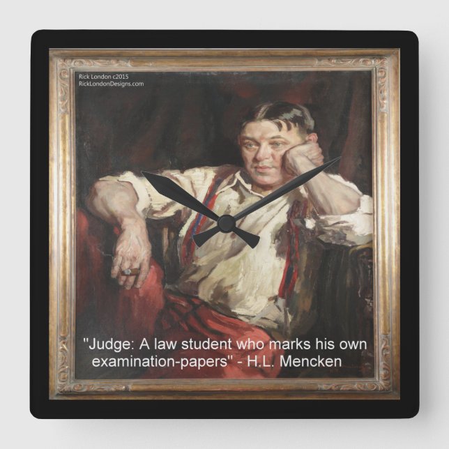 Horloge murale HL Mencken & citation sur les juges (Recto)