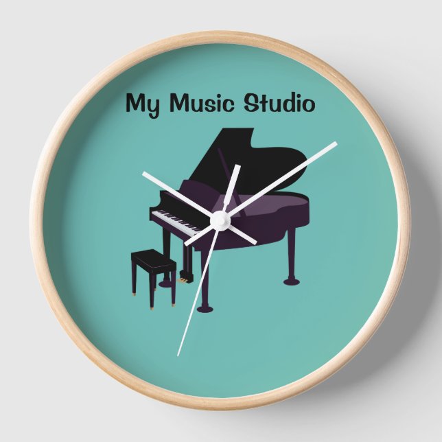 Horloge murale, horloge ronde en bois naturel de 1 (Recto)