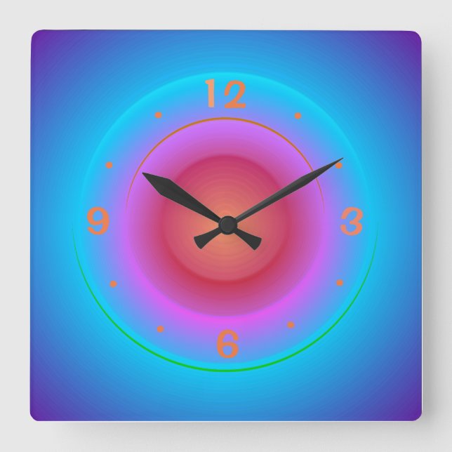 Horloge murale Illuminée Anneaux Bleu Aqua Orange  (Recto)